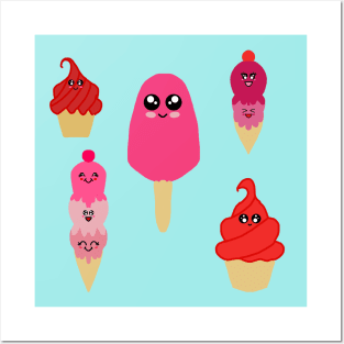 Cute Ice Cream Combo Posters and Art